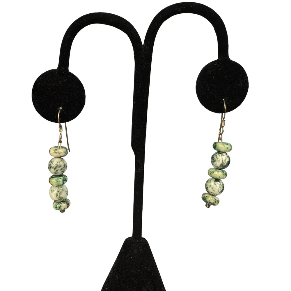 Artisan Sterling 925 Amazonite Pendant Tree Agate Necklace‎ Mother Pearl Set